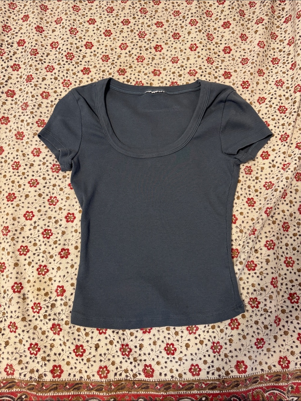 Reformation ribbed Scoop Neck Women’s Tee — Slate Blue